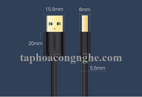 Ugreen 30150 0.5M màu Đen Cáp 2 đầu USB 3.0 dương dáng dẹt cao cấp US128 30030150